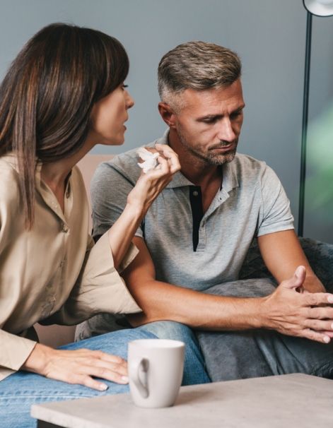 A couple appear to argue with each other. The man appears guilty. Learn how recovering from infidelity in Florida can help your partner overcome PTSD from cheating. Our affair recovery program in Florida can offer relationship support, and teach you how to apologize for cheating. 33179 | 33160 | 33180