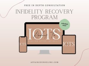 A graphic of the infidelity recovery program for Idit Sharoni. Learn more about recovering from infidelity, infidelity ptsd, and other services. 