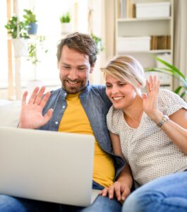 A couple sits close together on the couch, smiling and waving at their laptop during an online session. Ready to start couples therapy with a specialist team in Florida serving Port St. Lucie, Pembroke Pines, and West Palm Beach. "We've Already Tried Couples Therapy. Why Would This Time Be Different?" With true out of network couples therapy specialists. Reach out to get started today.